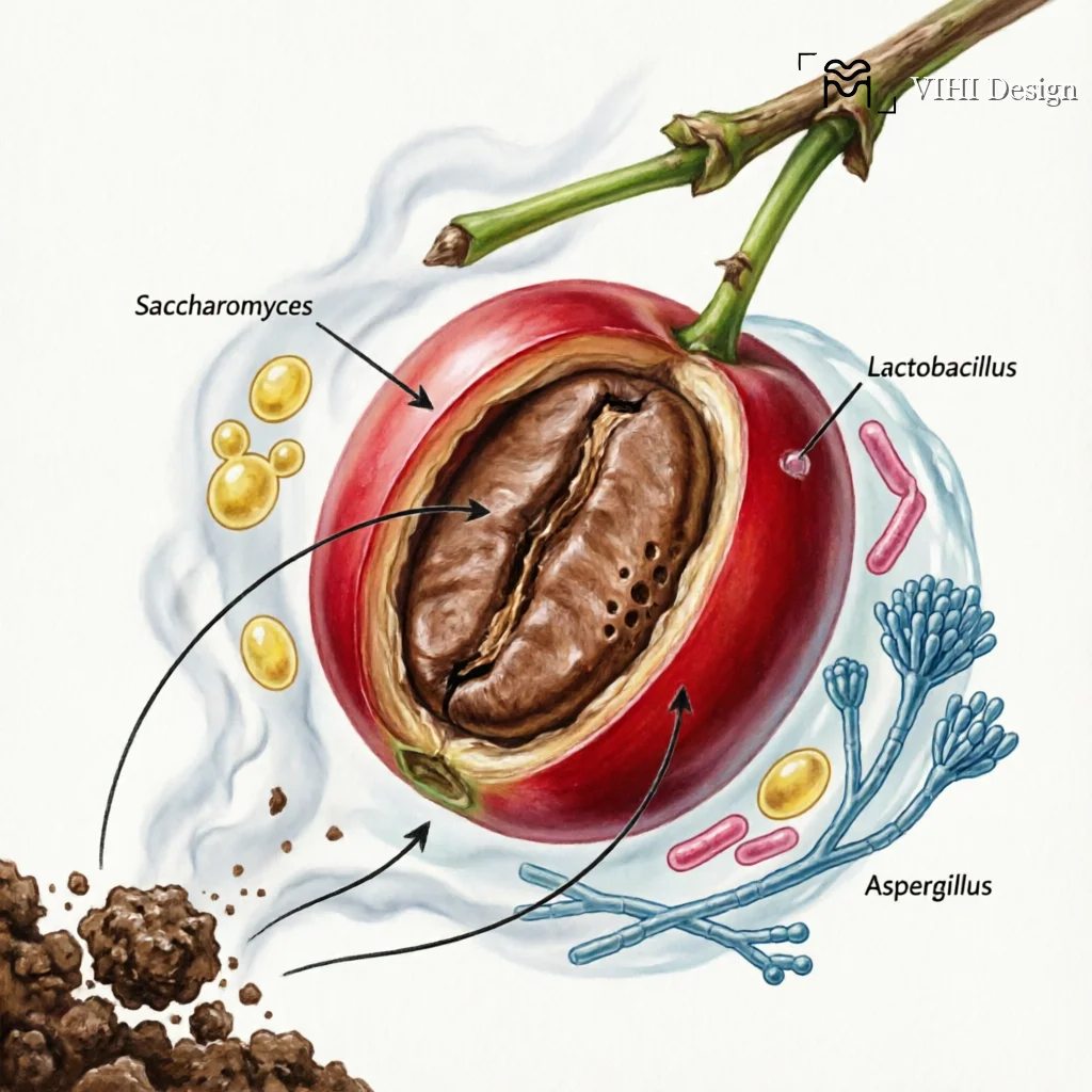 The Microbial Terroir of Coffee: How Native Microbes Shape Processing and Flavor