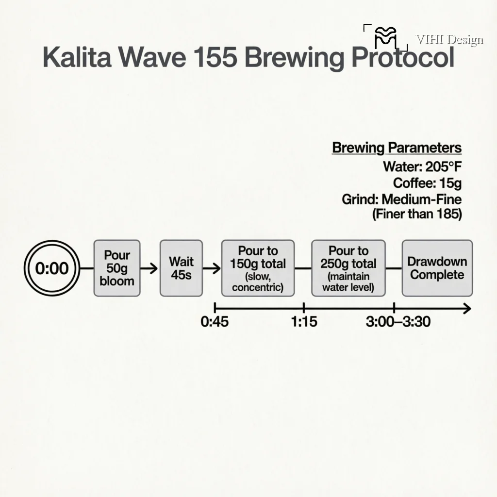 Mastering the Kalita Wave 155: Single-Cup Brewing for Maximum Flavor Technical Infographic VIHI Design