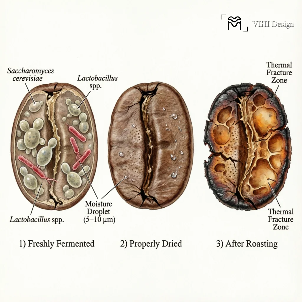 Post-Fermentation Microbial Management: Drying, Storage, and Roasting Considerations
