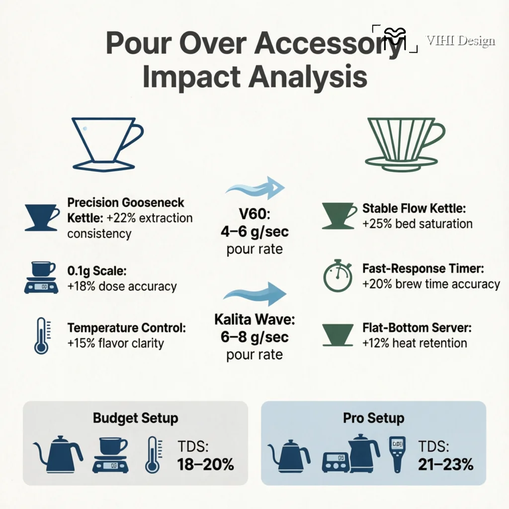 Essential Accessories for Kalita Wave and V60 Brewing Technical Infographic VIHI Design