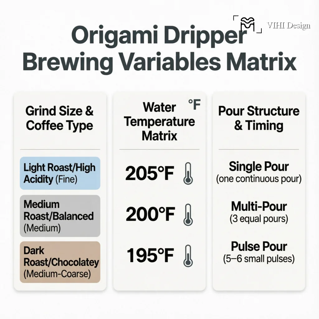 The Origami Dripper Mastery Guide: From Paper Selection to Perfect Extraction Technical Infographic VIHI Design