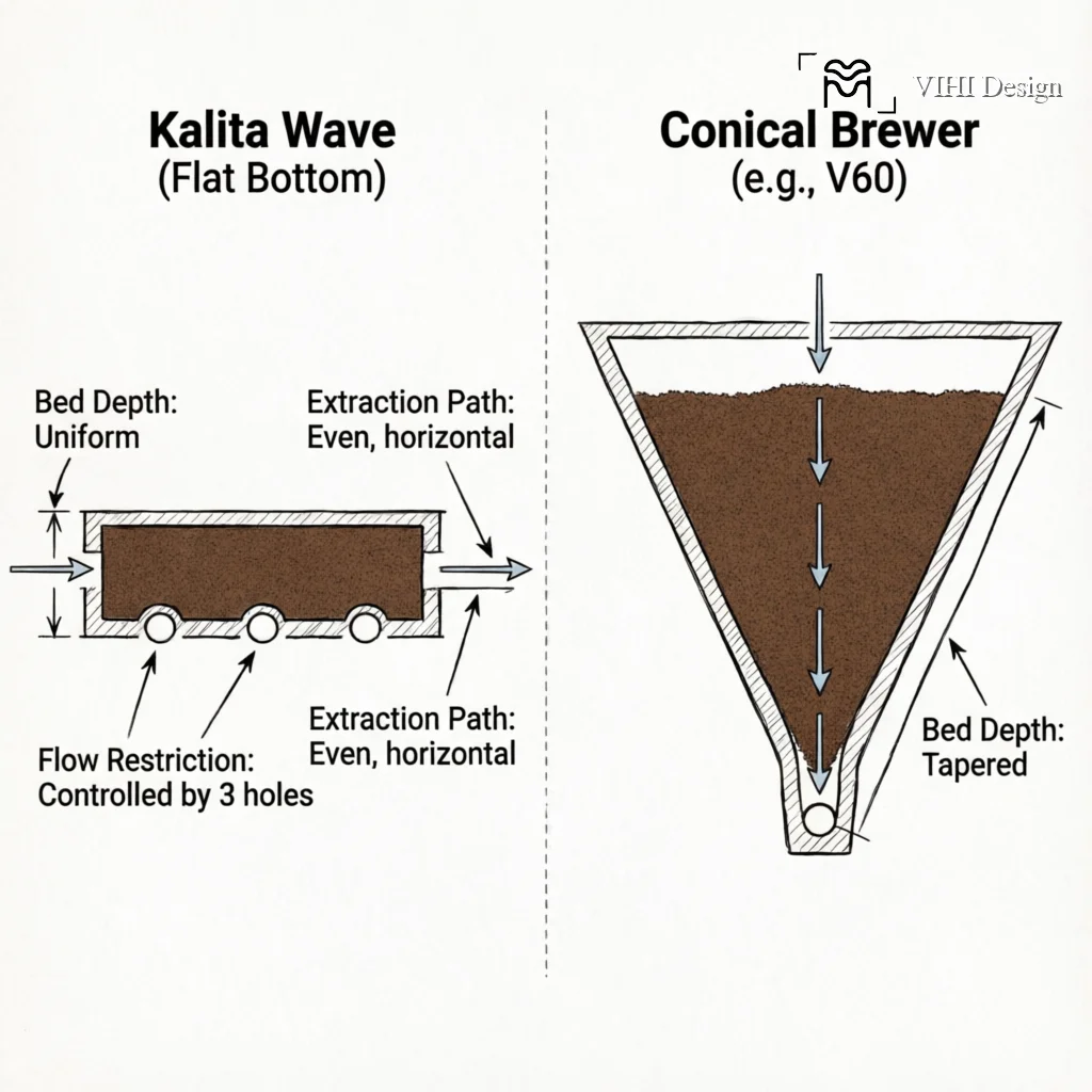 The Kalita Wave Extraction Mastery Guide: From Balanced Sweetness to Flavor Clarity Technical Infographic VIHI Design