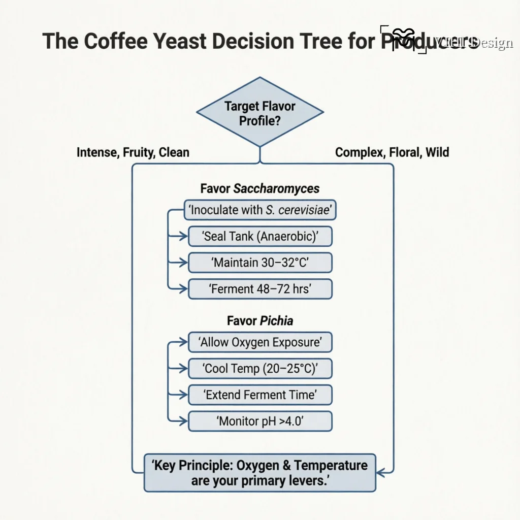Saccharomyces vs. Pichia: The Yeast Rivalry in Your Coffee Fermentation Tank Technical Infographic VIHI Design