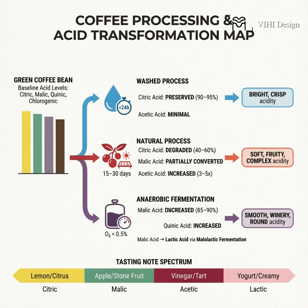 The Impact of Processing on Organic Acids: Citric, Malic, and Acetic Acid Profiles Technical Infographic VIHI Design
