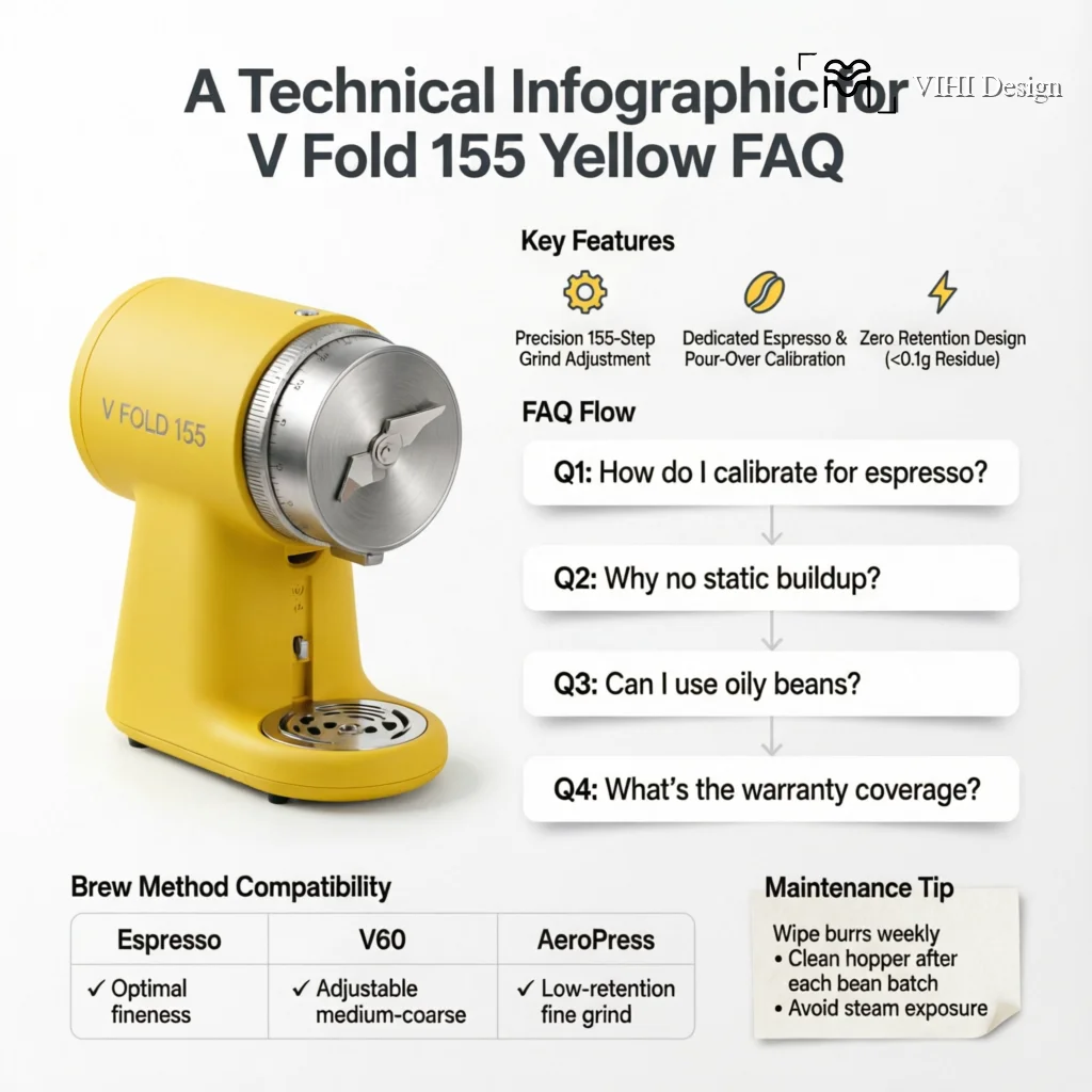 V Fold 155 Yellow FAQ Technical Infographic VIHI Design