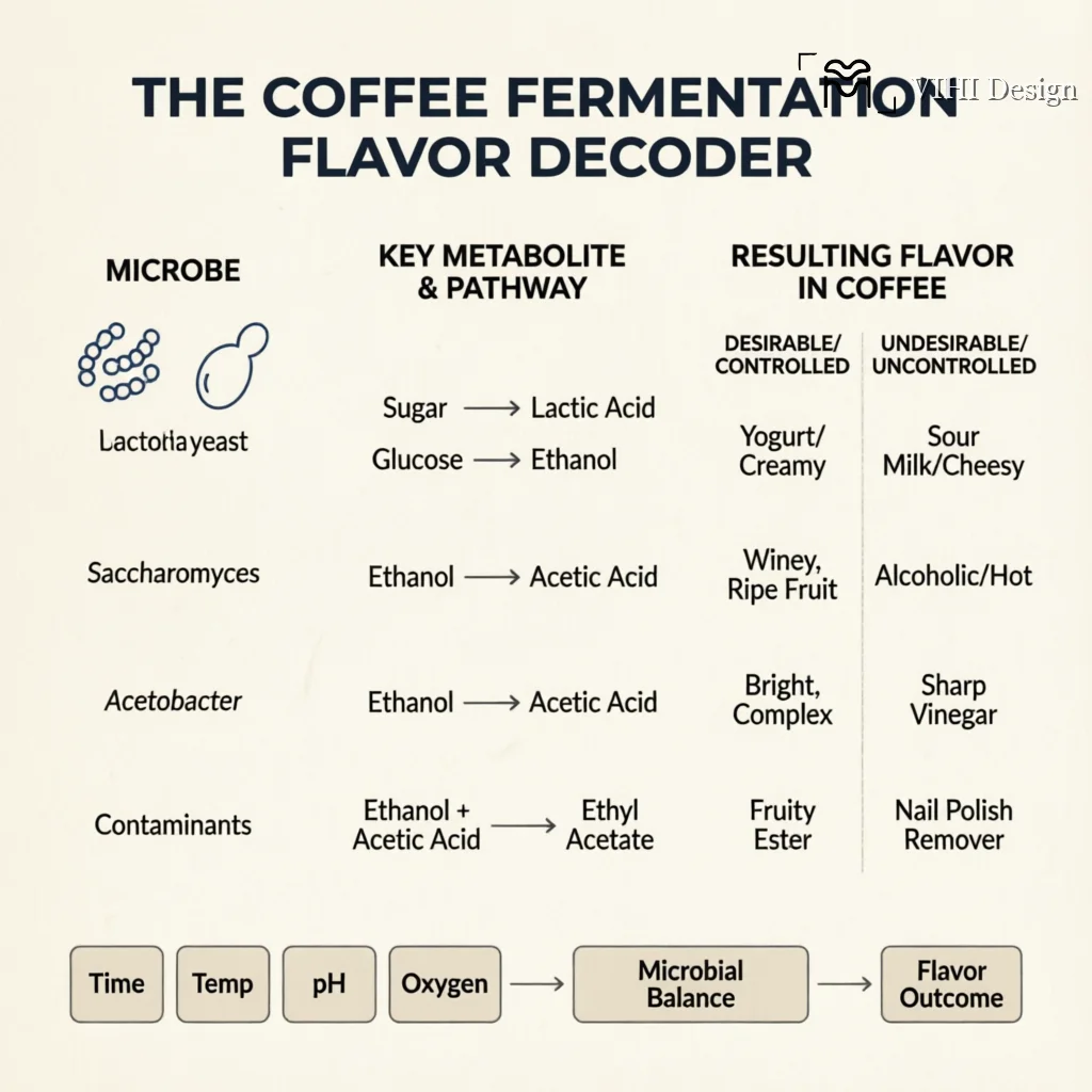 Mapping Microbial Metabolites to Flavor Notes: A Guide to Fermentation Flavors Technical Infographic VIHI Design