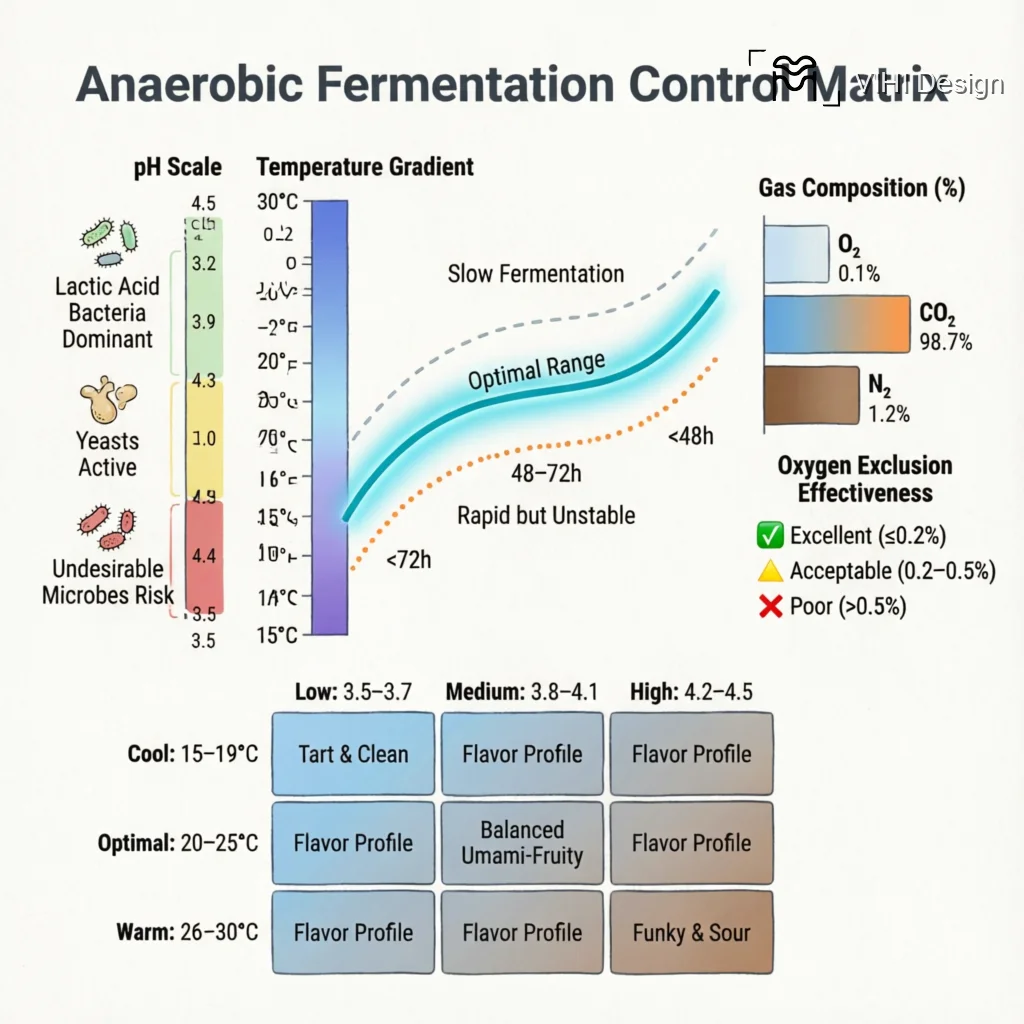 Controlling Anaerobic Fermentation: pH, Temperature, and Gas Variables Infographic VIHI Design